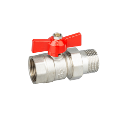 Zawór kulowy do wody z dławikiem, półśrubunek, motylek, pełny przelot