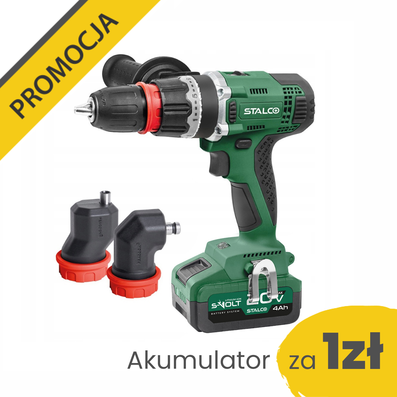 Wiertarko-wkrętarka wielogłowicowa DS20-60Q Stalco 20V - zestaw 3w1