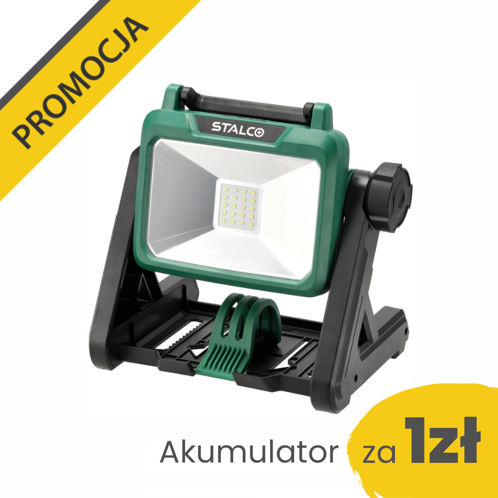 Reflektor akumulatorowy LED FLS20 - 20W 2000 lm 3 tryby głowica 360st STALCO