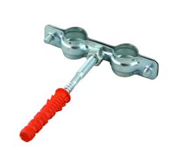 Obejma metalowa do rur, podwójna z dwugwintem i kołkiem