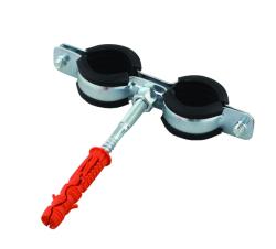 Obejma metalowa do rur, podwójna z uszczelką, dwugwintem i kołkiem